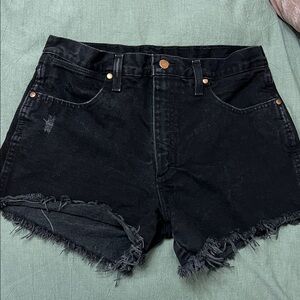 Black Denim Wrangler cutoff shorts